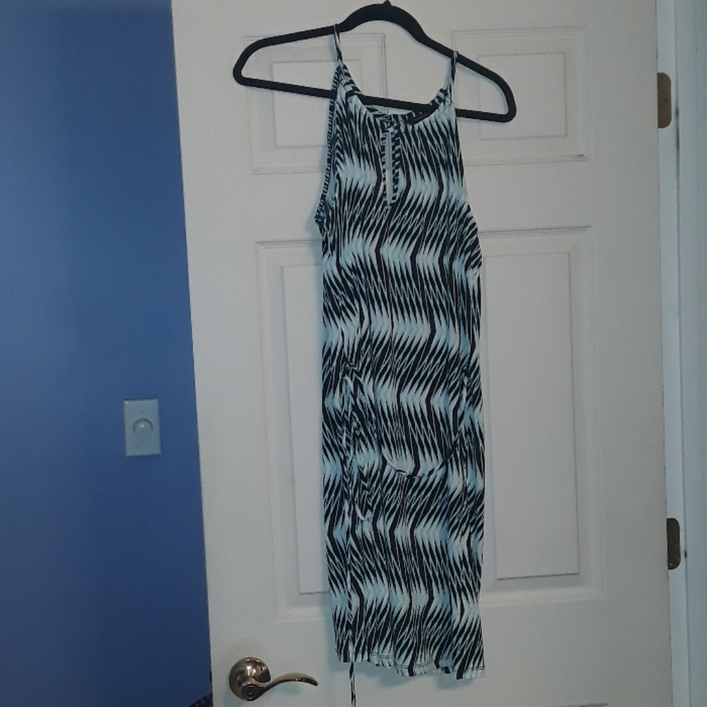 Banana Republic Dress Aqua Black White M